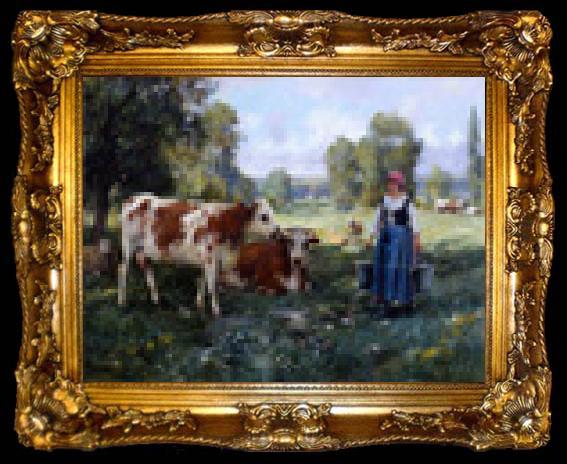framed  unknow artist Cow and Woman, ta009-2